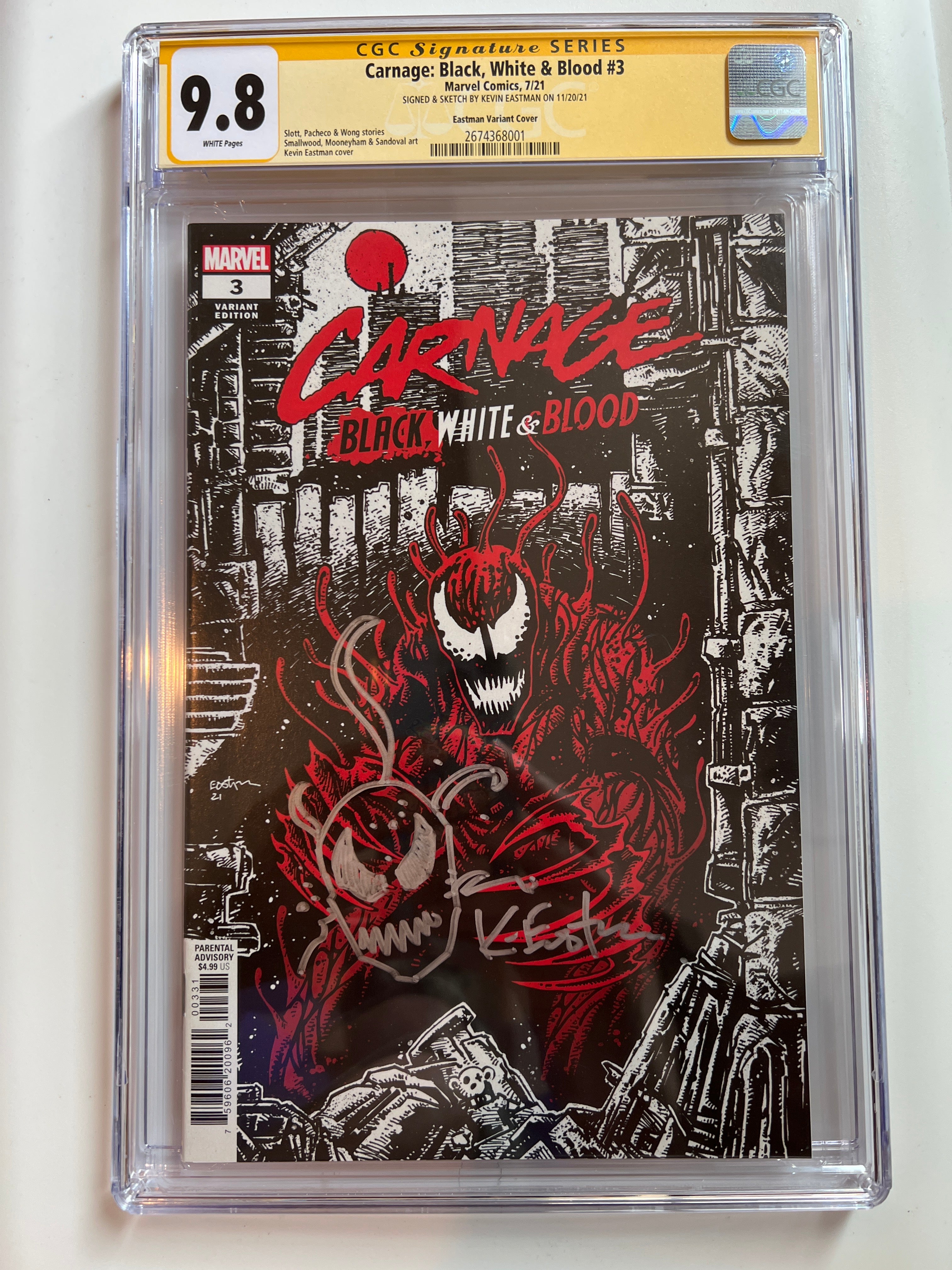 Carnage: Black, White & Blood #3 9.8 Eastman Variant Cover | CGC 26743