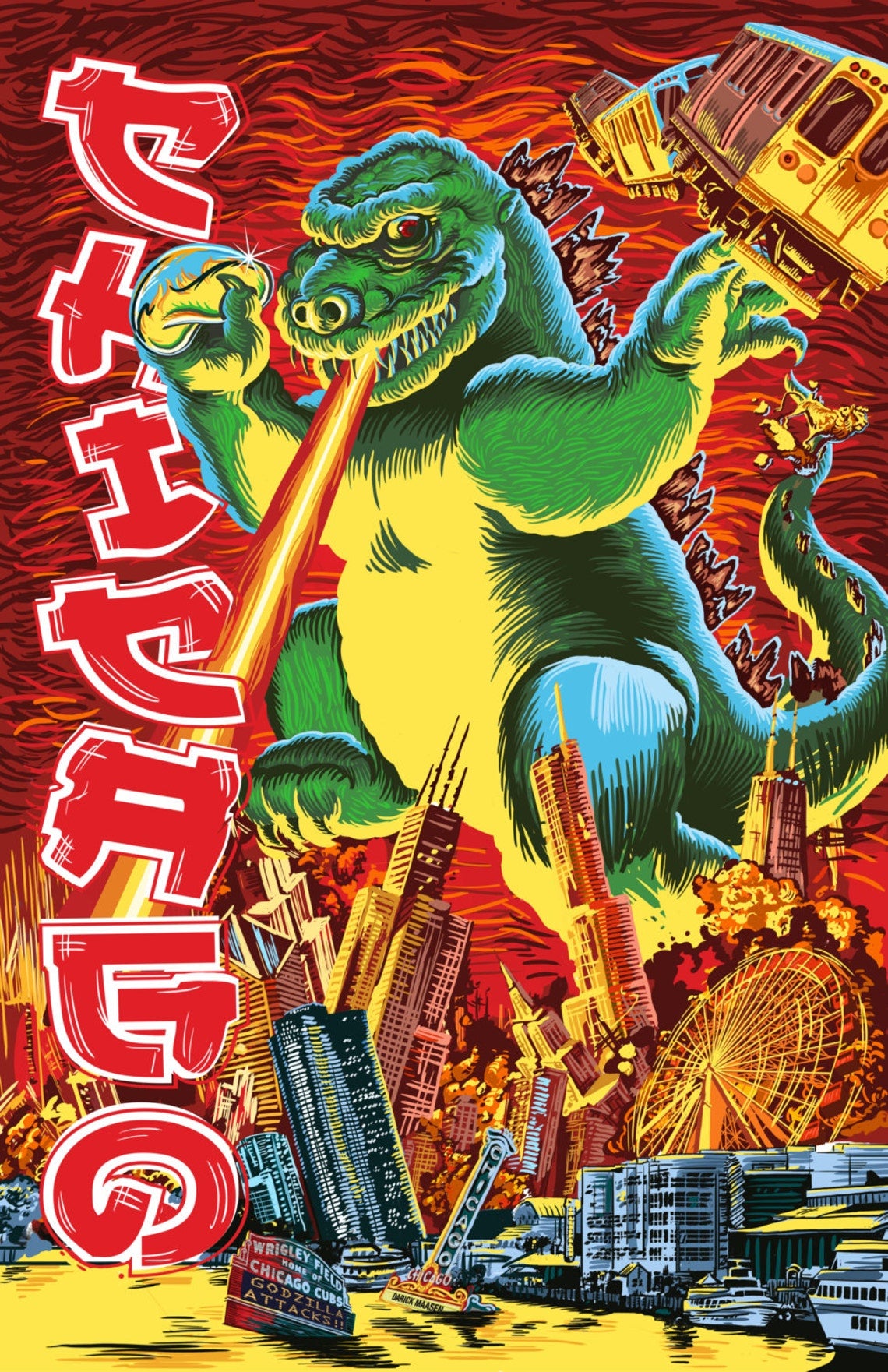 Godzilla vs. Chicago 11x17 Fan Art Print