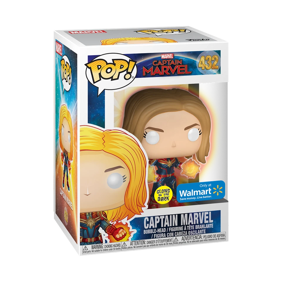Funko Pop! Captain Marvel with Glowing Hands Walmart Exclusive