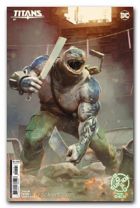 Titans #7 Cover F Bjorn Barends Suicide Squad Kill Arkham Asylum King Shark Card Stock Variant