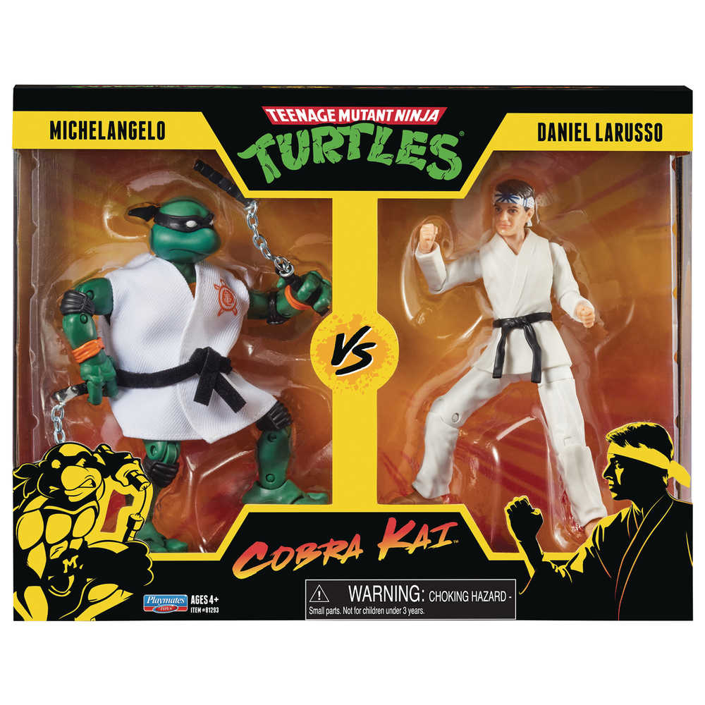 Teenage Mutant Ninja Turtles X Cobra Kai Michelangelo vs Daniel Larusso Action Figure 2 Pk