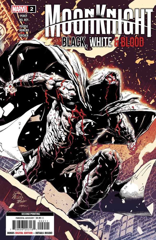 Moon Knight Black White Blood #2 (Of 4) 2nd Printing Stegman Variant