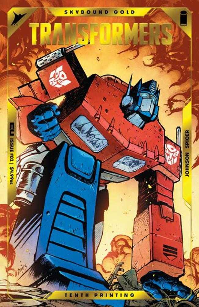 Transformers #1 Tenth Printing Cover A Daniel Warren Johnson & Mike Spicer Optimus Prime Gold Foil Emboss