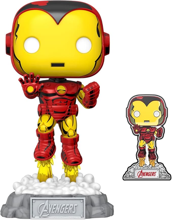 Funko Pop! & Pin: The Avengers: Earth's Mightiest Heroes - 60th Anniversary, Iron Man with Pin, Amazon Exclusive