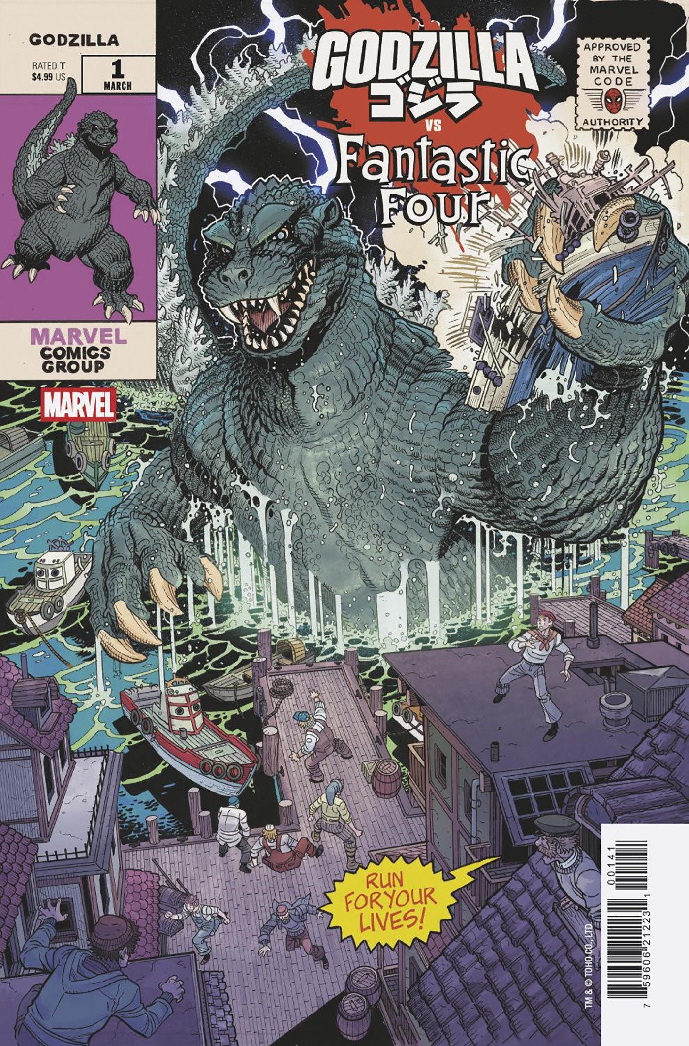 Godzilla vs. Fantastic Four #1 Nick Bradshaw Monster Homage Variant