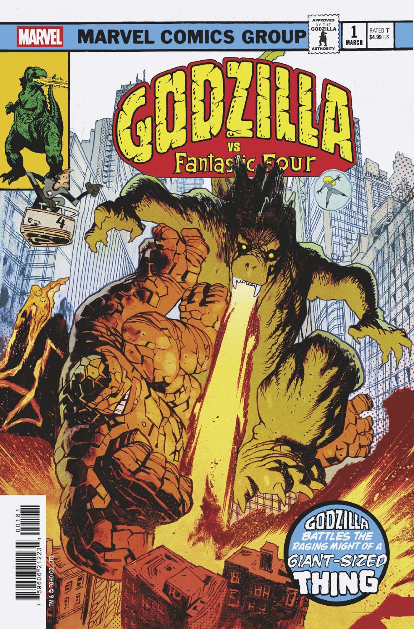 Godzilla vs. Fantastic Four #1 James Harren Godzilla King Of The Monsters Homage Variant