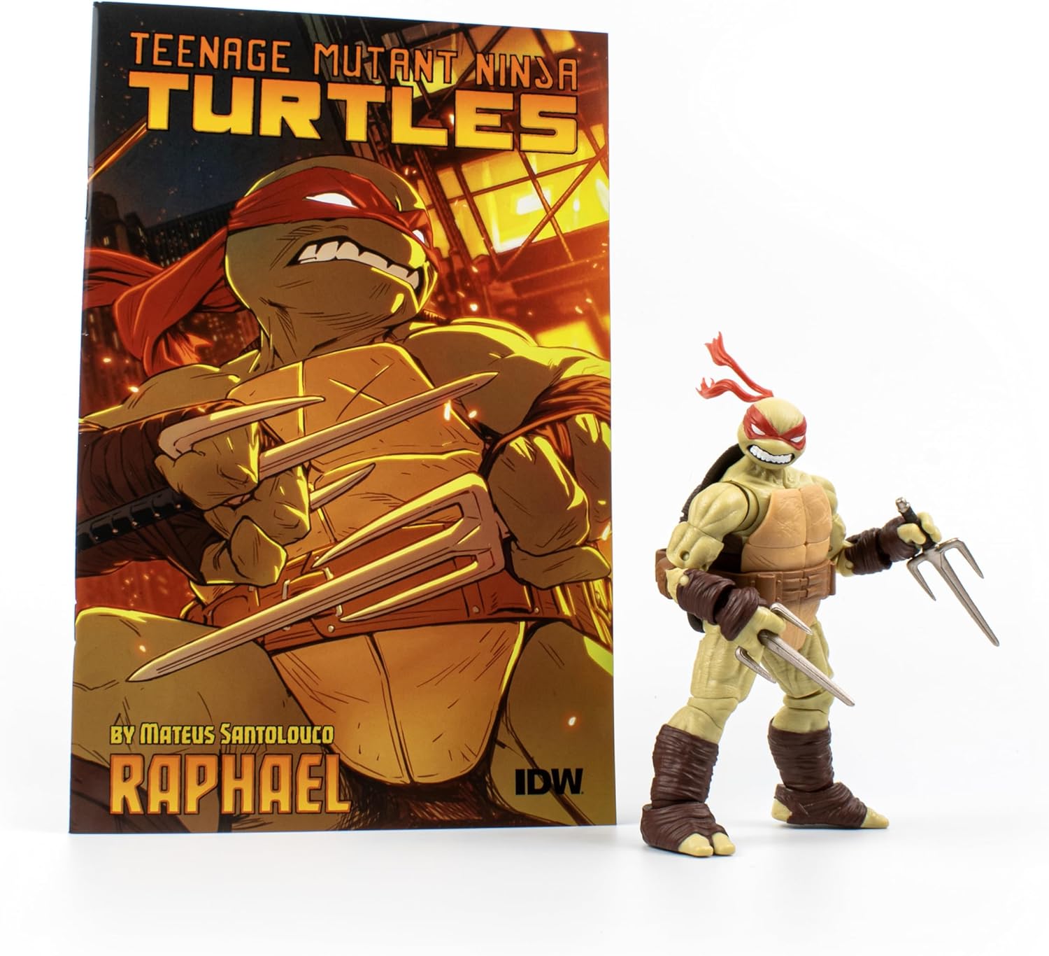 Teenage Mutant Ninja Turtles Raphael V2 Idw Comic Book & Bst Axn 5in Action Figure