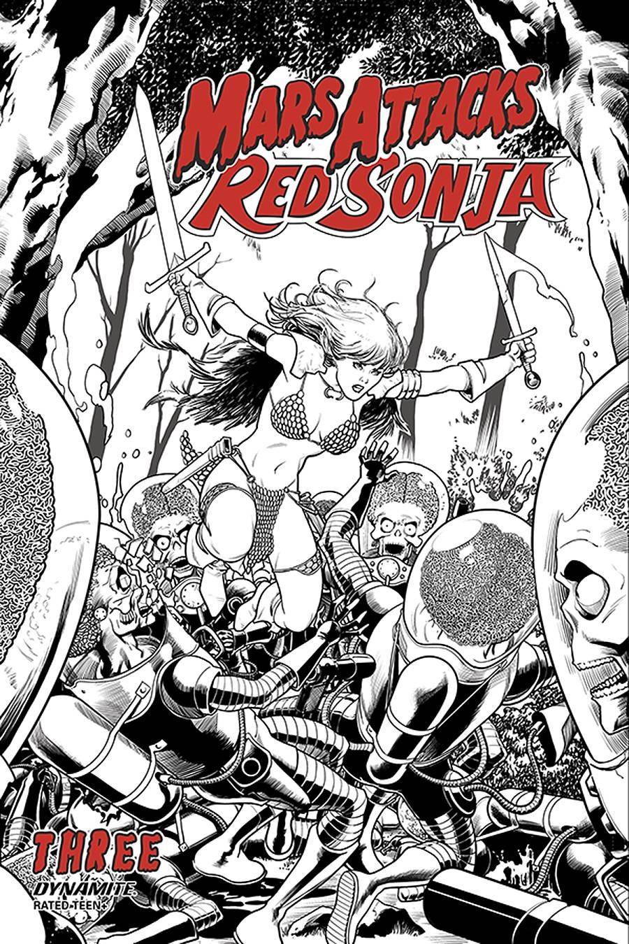 Mars Attacks Red Sonja #3 10 Copy Kitson Black & White Variant Edition