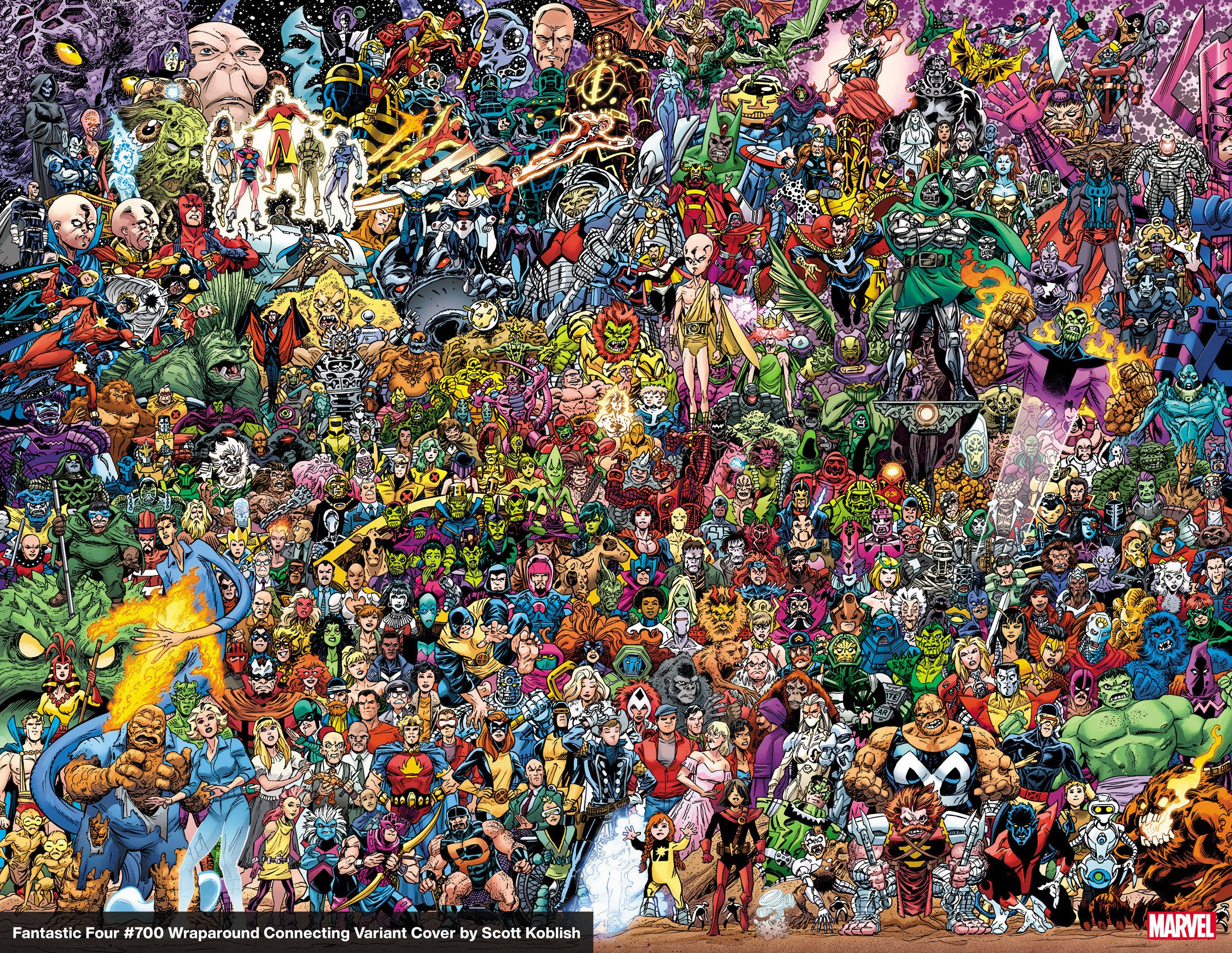 Fantastic Four 7 Scott Koblish Wraparound Connecting 700 Characters Variant